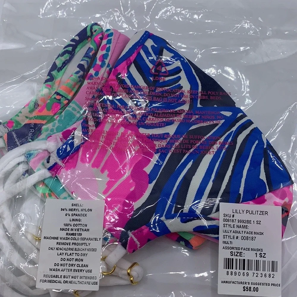 Lilly Pulitzer 3 pack Adult Face Masks
